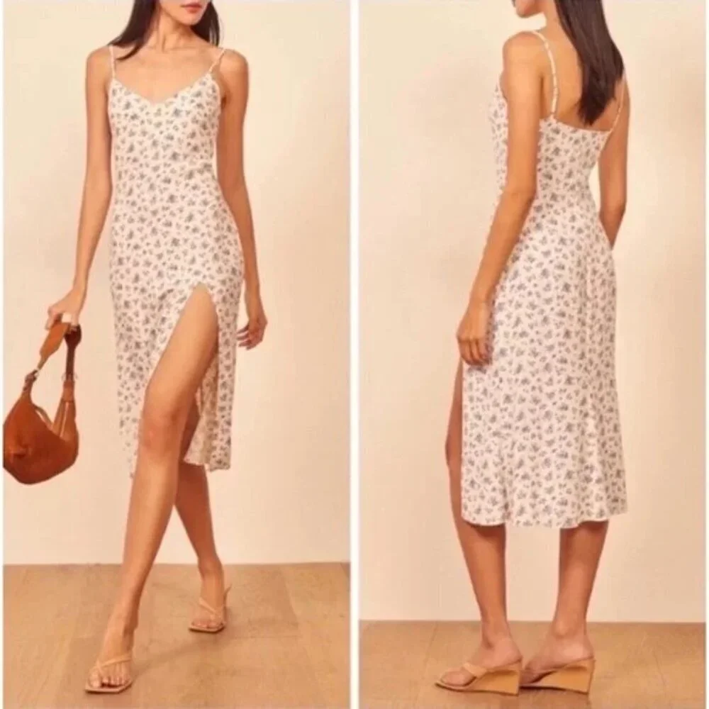 💕REFORMATION💕 Crimini Dress ~ Grace Blue & White Floral Print 10 NWOT - Picture 7 of 16